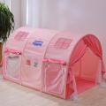 新款儿童床上帐篷室内游戏屋单人床上下床双层床装饰城堡公主床幔_2_332 默认尺寸 粉色配齐款+拉链