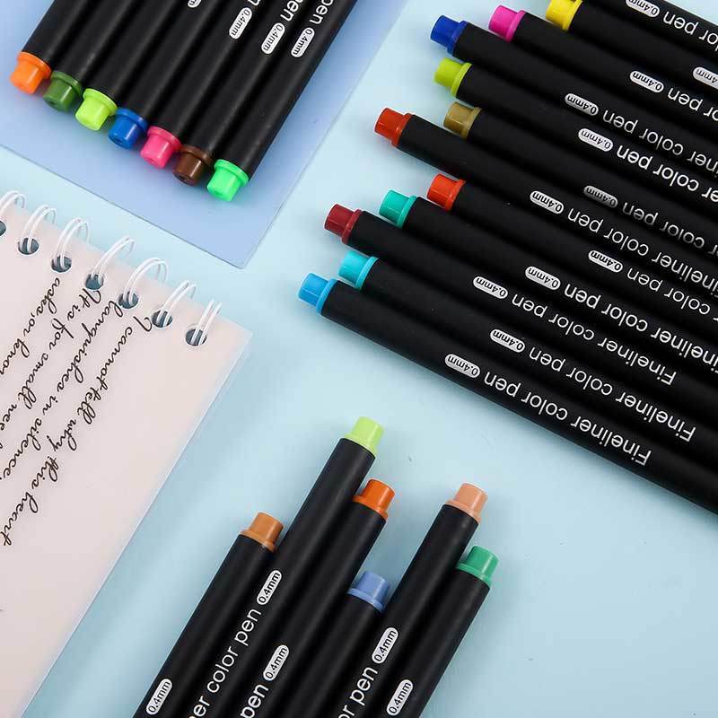 美术勾线笔儿童绘画黑色水性描边小双头记号笔细头学生描线笔