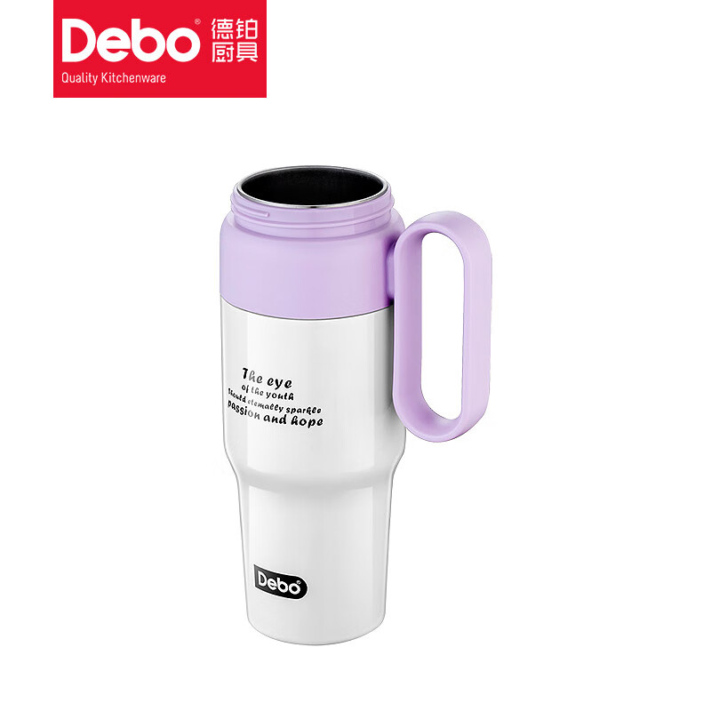 Debo德铂梅洛尼316不锈钢大容量保温杯携户外保温双饮水杯DEP-DS422 紫色 600ml高清大图