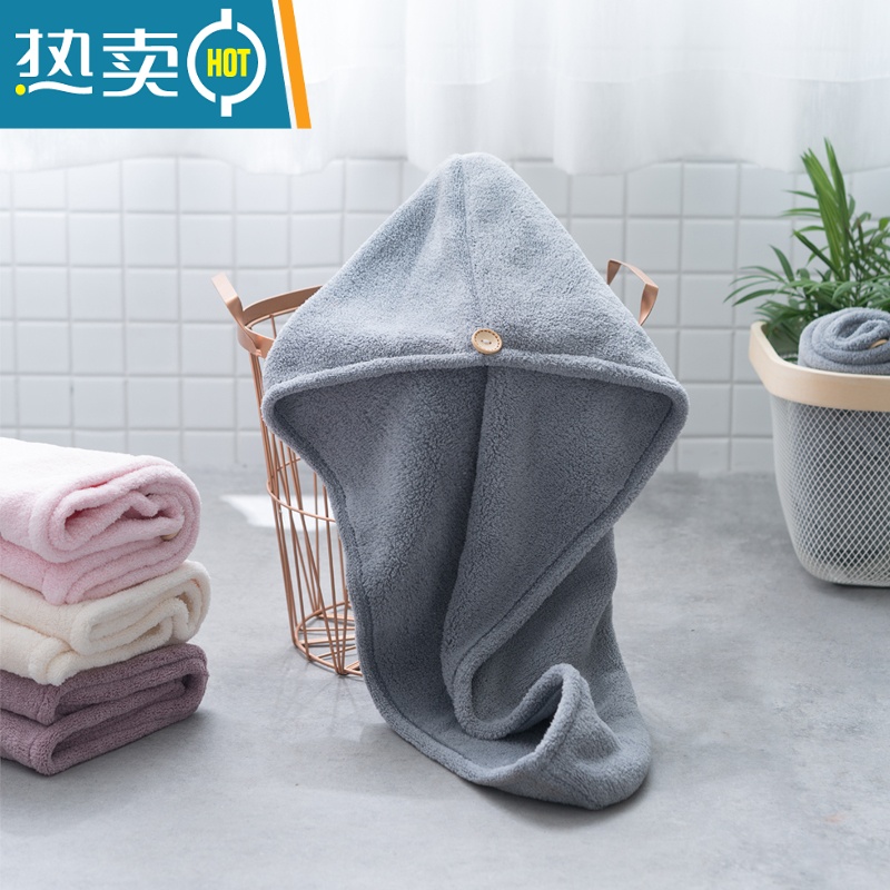 敬平两条 干发帽女吸水速干可爱韩国浴帽包头巾加厚擦头发沐浴帽 樱花粉+浅紫色高清大图