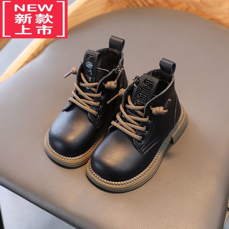 可莉允儿童马丁靴2022春秋新款女童靴子英伦走秀短靴男童软底宝宝单皮靴图片