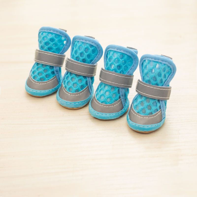 小狗鞋不掉一套4只比熊鞋子狗狗鞋子夏季小型犬泰迪宠物鞋子蜂窝桔1号