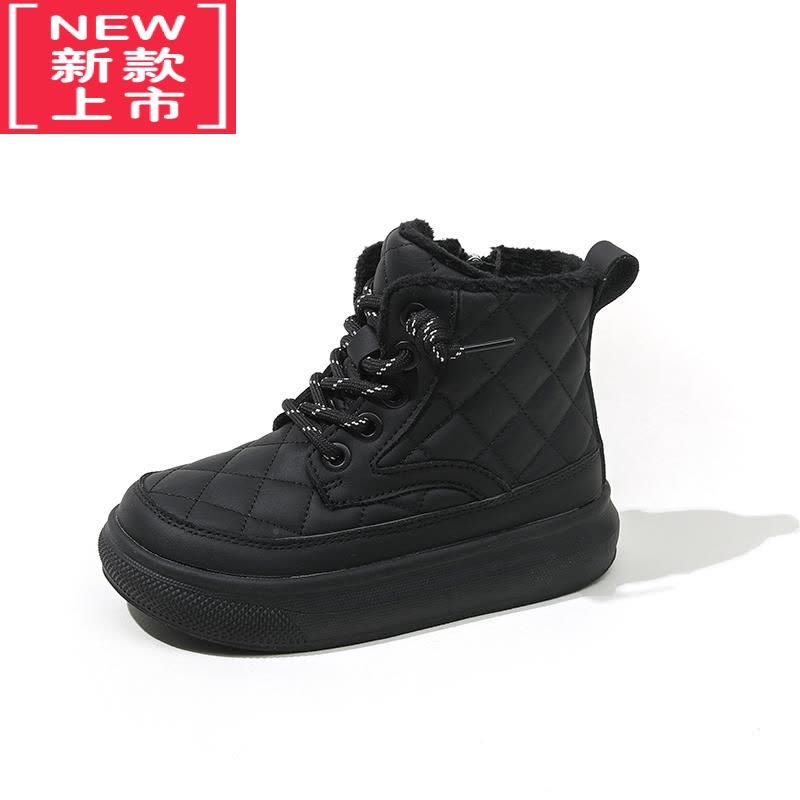 可莉允女童靴子2022秋冬新款二棉鞋男童鞋子儿童加绒洋气短靴童鞋马丁靴图片