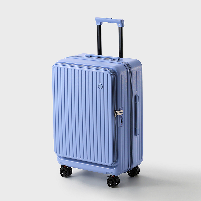 罗恩Ronoen侧开盖行李箱女大容量24寸万向轮拉杆箱男商务出差登机箱20寸密码箱可扩展29寸旅行箱托运皮箱包 蔚蓝色 24寸
