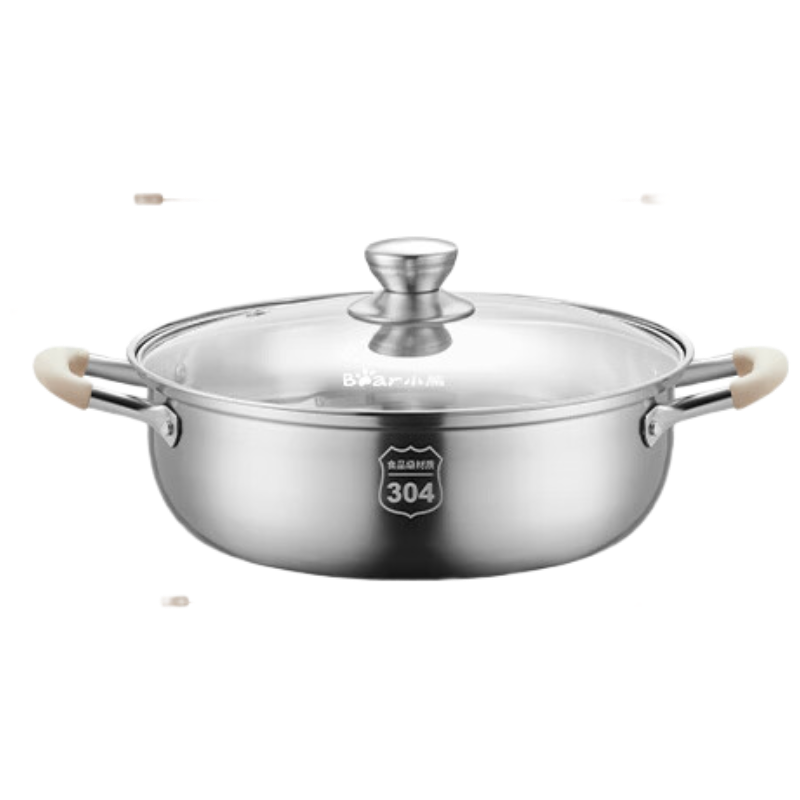 小熊(Bear)火锅锅具304不锈钢清汤锅 28cm家用涮锅 CP-JG033-P01
