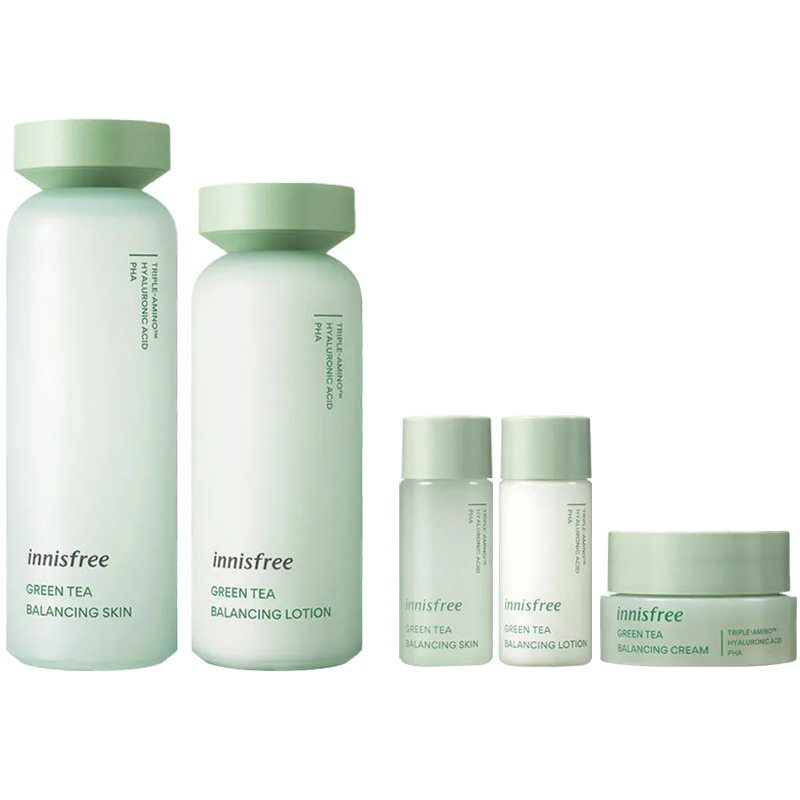 innisfree悦诗风吟绿茶平衡舒润水乳套装五件套