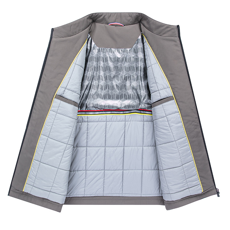 啄木鸟2025冬季新款行政夹克休闲连帽保暖轻商务纯色男款棉服外套高清大图