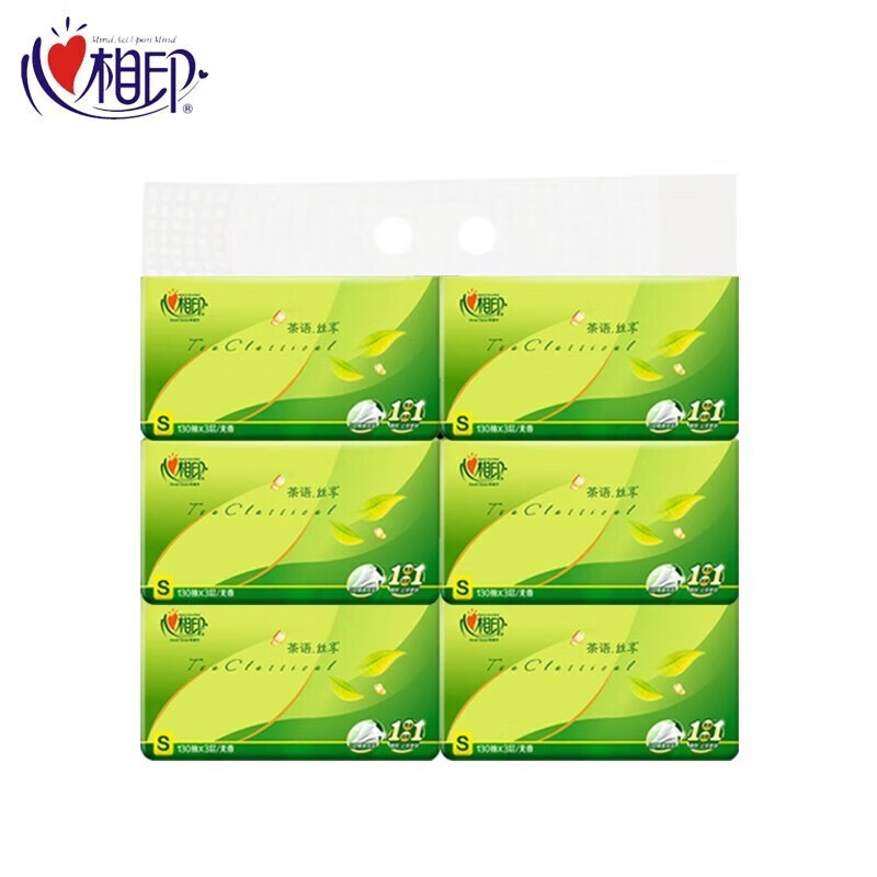 心相印茶语丝享系列130抽三层塑装纸面巾6包提装 DT15130提装