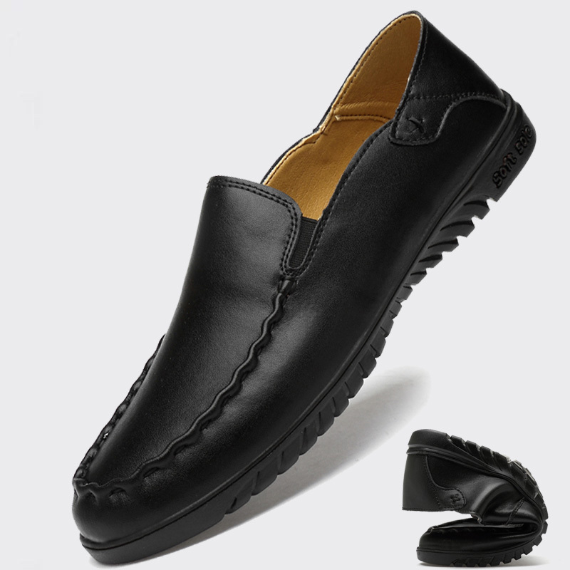 外贸懒人鞋男真皮驾车软底休闲鞋子韩版男士不系带一脚蹬软皮皮鞋百搭