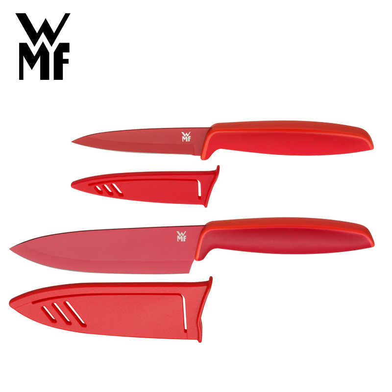 德国福腾宝WMF Touch刀具2件套 水果刀蔬菜刀瓜果刀切片刀不锈钢陶瓷刀红色厨房刀具2件套