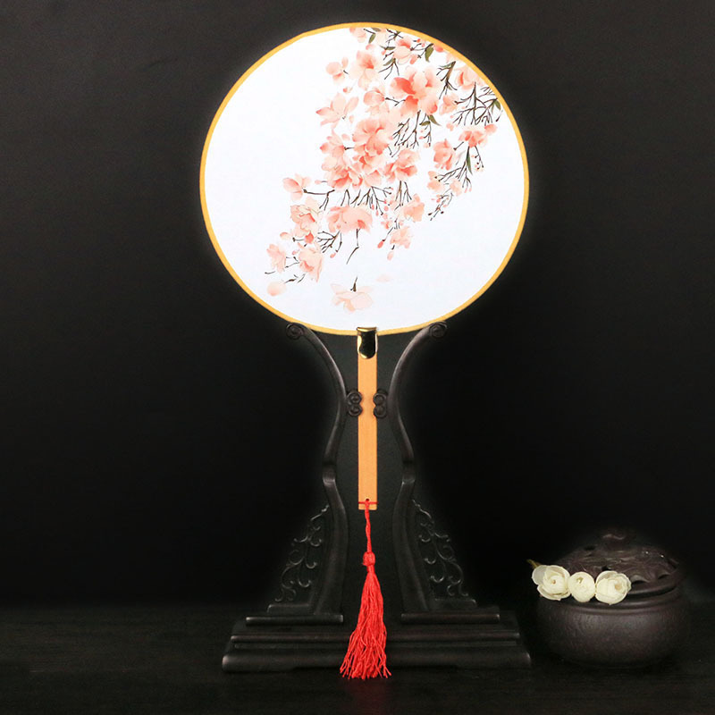 古风扇子长柄宫扇团扇中国风汉服女式流苏古装饰舞蹈圆扇晚山瑶芳视频