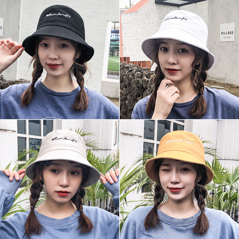 俞兆林帽子女夏天韩版百搭出游渔夫帽 学生笑脸刺绣男防晒可爱休闲盆帽