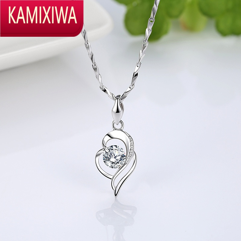 kamixiwas999银项链女森系心形吊坠韩版锁骨链新款银饰品生日礼物