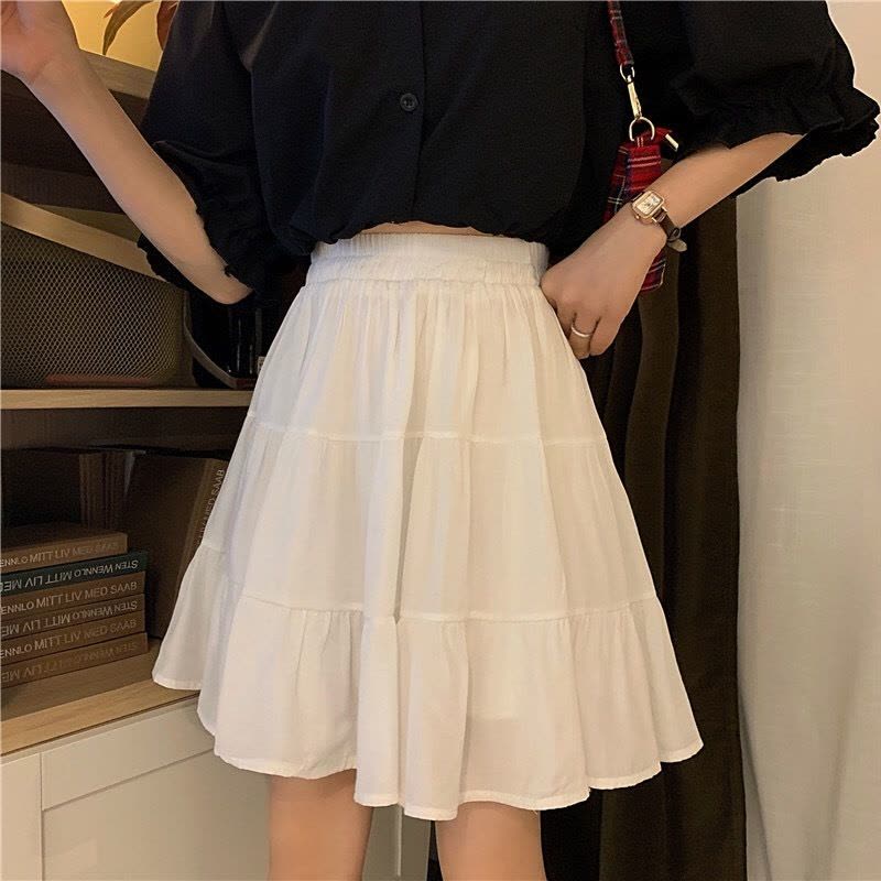 半身裙2021夏季新款女装韩版时尚洋气高腰短裙宽松白色a字短裙子莎丞图片
