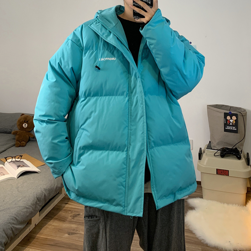 YUANSU冬装新款韩版字母刺绣连帽棉衣外套情侣百搭宽松保暖面包服棉服潮棉衣
