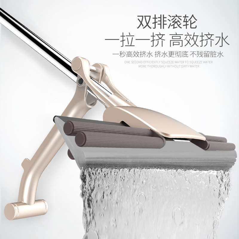 [规格:五个装]家用免手洗前推滚轮式胶棉拖把挤水懒人吸水海绵拖把
