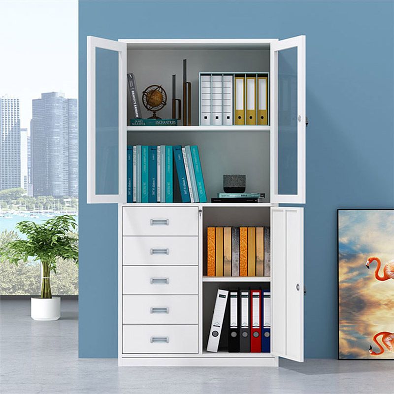 仓迪CD-044偏五斗文件柜 铁皮柜钢制办公柜凭证柜资料档案柜带锁1800X1180X390mm高清大图