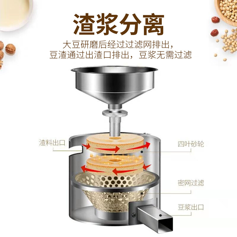 乐创(lecon)磨浆机商用全自动浆渣分离现磨豆浆机商用家用大型打浆豆花机豆腐脑机 130型(80kg/h) 升级款
