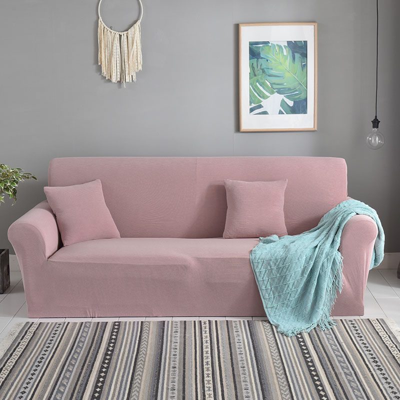 弹力沙发套卍能套四季沙发垫现代简约客厅沙发罩防尘保护罩通用 幸运粉 L码【三人位190-230cm】