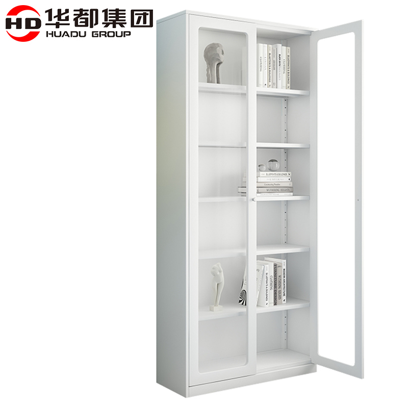 华都HDBL-801B 雅白800宽通玻书柜华都书柜书架钢制资料档案柜展示柜铁皮柜落地靠墙家用收纳置物架阳台高清大图
