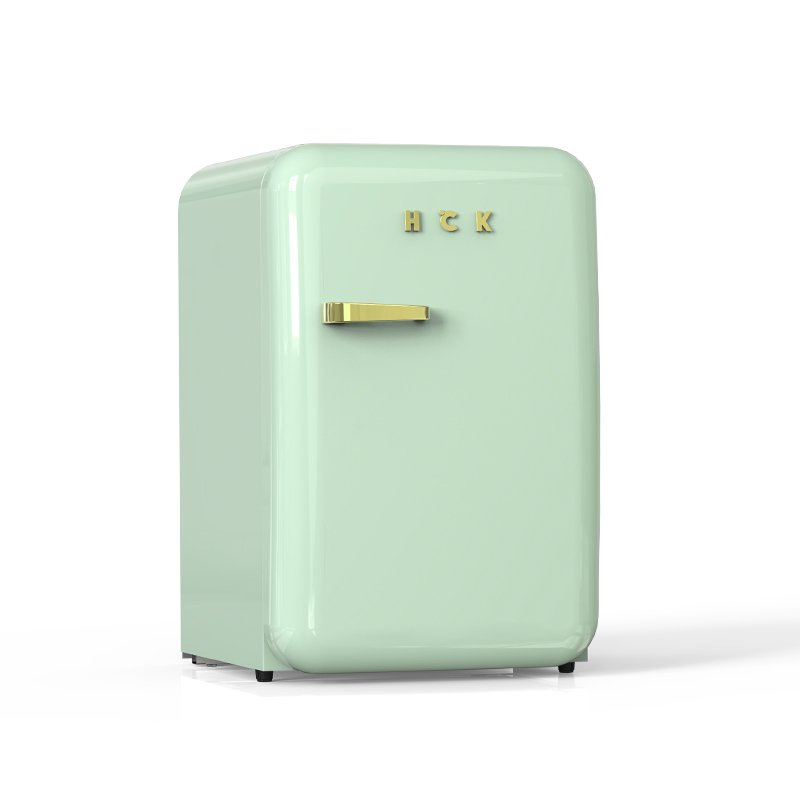 HCK哈士奇 BC-130PGC 复古冰箱单门家用冷冻冷藏小型迷你网红进口-薄荷绿金属把手高清大图