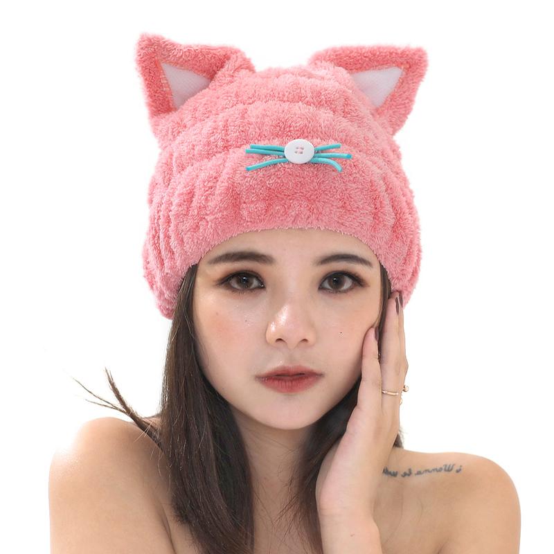 干发帽女吸水速干日本擦头发毛巾可爱包头巾干发巾儿童浴帽 三维工匠 2个装-蓝咪