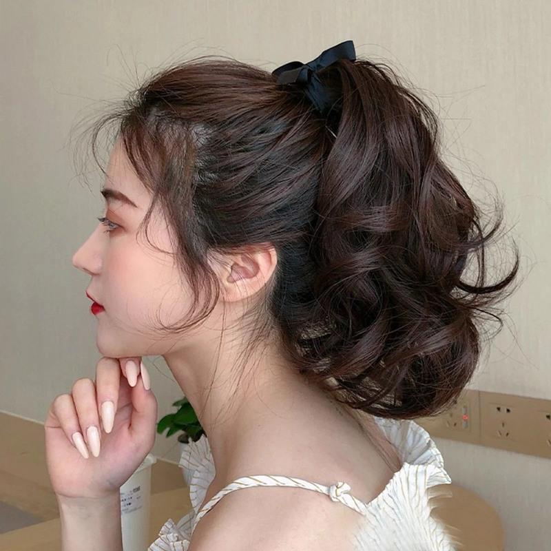 假发马尾绑带式逼真假马尾卷发高马尾神器马尾假发女短发夏天假发浅