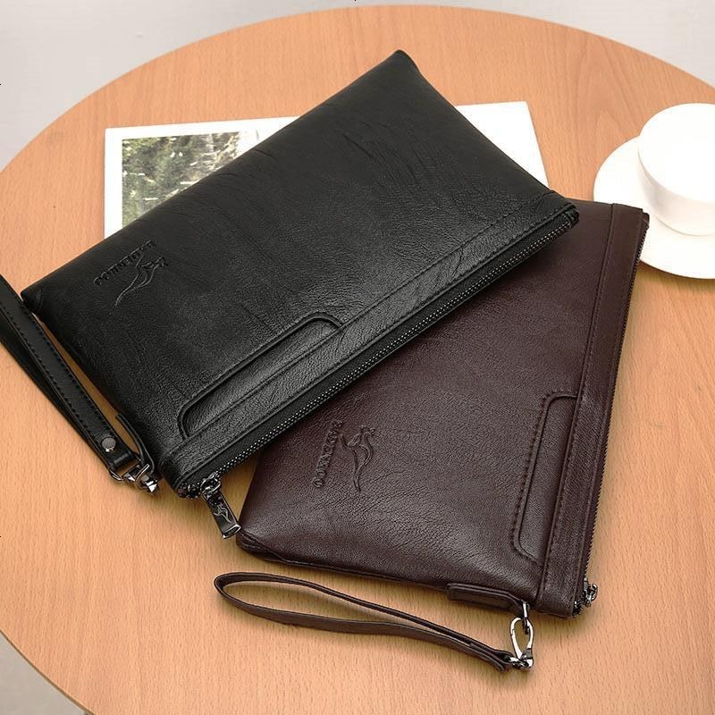 袋鼠手包男士手抓包男手包信封夹包软皮大容量皮包视频