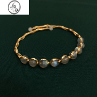 JiMi月光石水晶手链女清透复古ins小众设计闺蜜送礼高级感冷淡风 单层月光石手镯1415.5CM