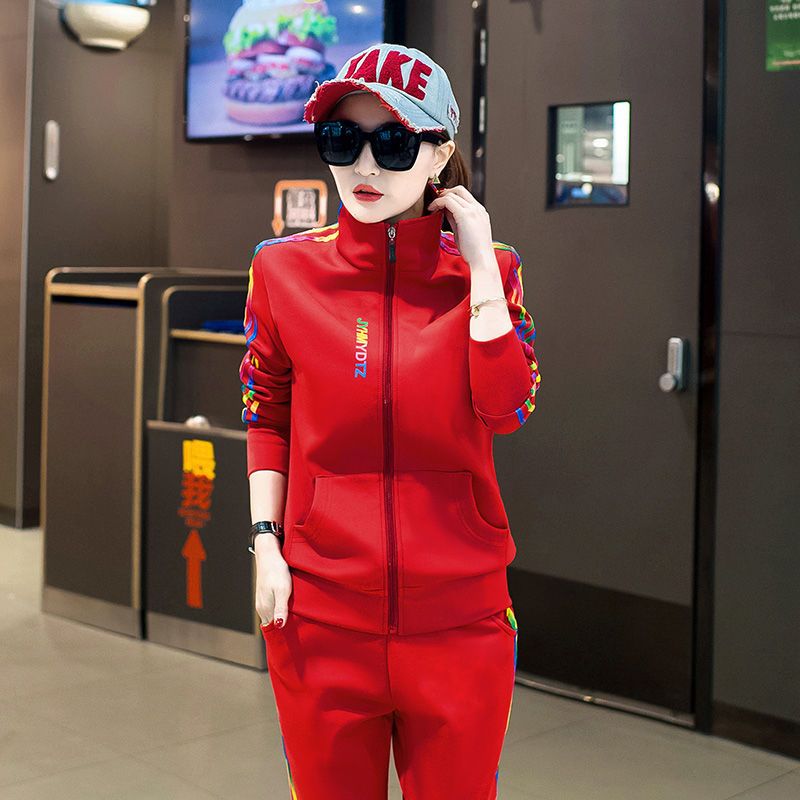 2021春秋新款学生服休闲运动套装韩版修身显瘦大码女士卫衣两件套