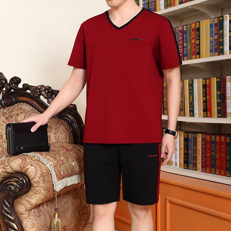 夏季运动套装男短袖中年休闲运动服装爸爸运动衣中老年跑步服夏薄