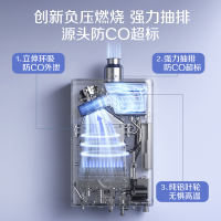 AO史密斯佳尼特蓝鲸TJ3 1级能效 16L零冷水燃气热水器 不锈钢换热器包8年专利CO防护系统 JSLQ28-TJ3