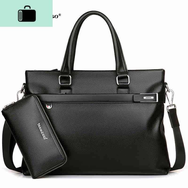 头层牛皮手提男包休闲商务公文包电脑包A4文件皮包单肩包NEW LAKE男士单肩包图片