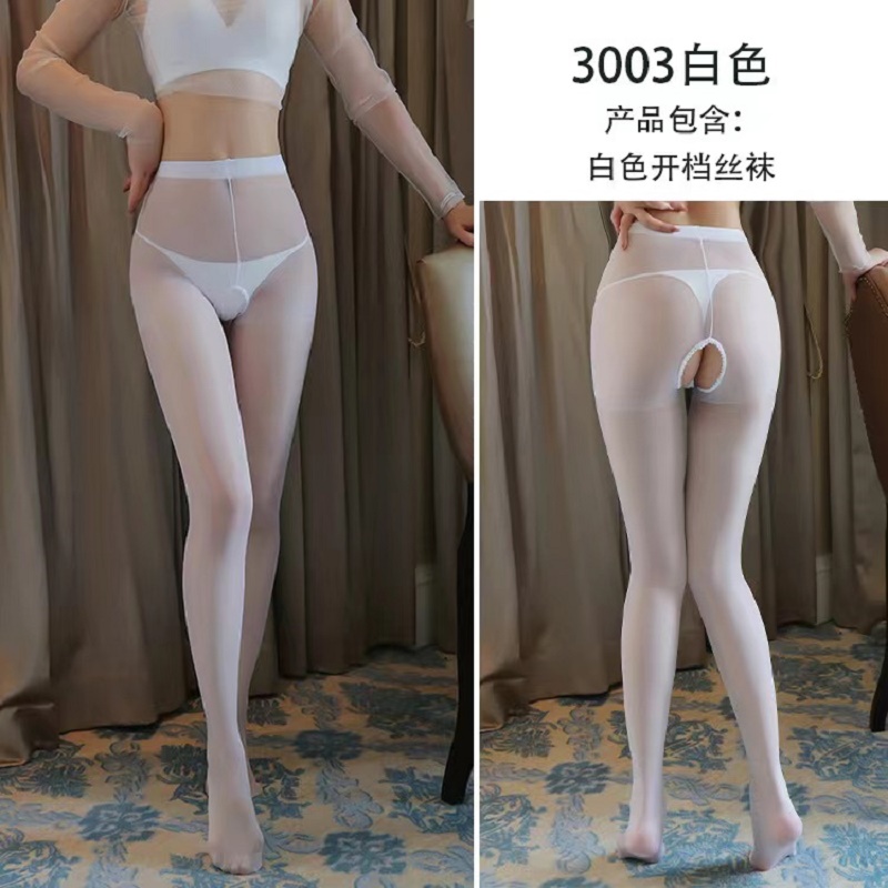 长夜漫漫 透明免脱开档丝袜女式情趣睡衣制服套装性感诱惑露乳蕾丝吊带女士情趣内衣三点式比基尼丁字裤成人用品(新疆西藏不发货 白色 均码