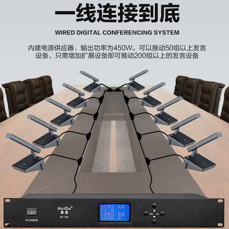惠度(HuiDu)BK-300B有线手拉手会议麦克风系统讨论型工程会议话筒桌面方管话筒代表麦高清大图