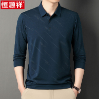 恒源祥男士长袖t恤春秋季加绒中老年爸爸宽松休闲商务翻领polo恒 165/105体重110-120斤 hyx-826翻领长袖T恤藏青