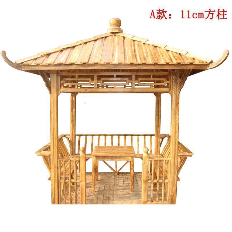 森美人防腐实木四角凉亭碳化木亭户外园林木制亭子庭院仿古景观 A款：11cm方柱