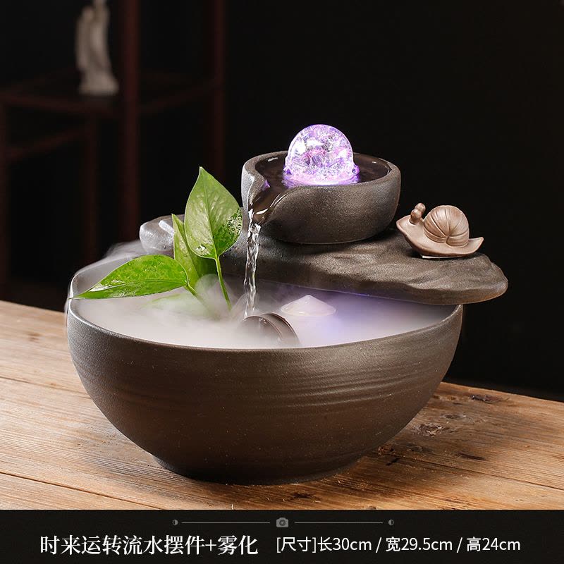 客厅陶瓷流水摆件循环水小型鱼缸喷泉办公室桌面招财礼品简约图片