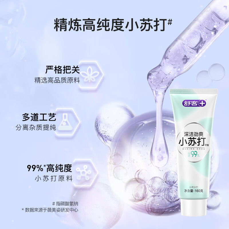 舒客牙膏深洁劲爽小苏打去黄美白沁爽冰柠160g*3(包装随机)高清大图