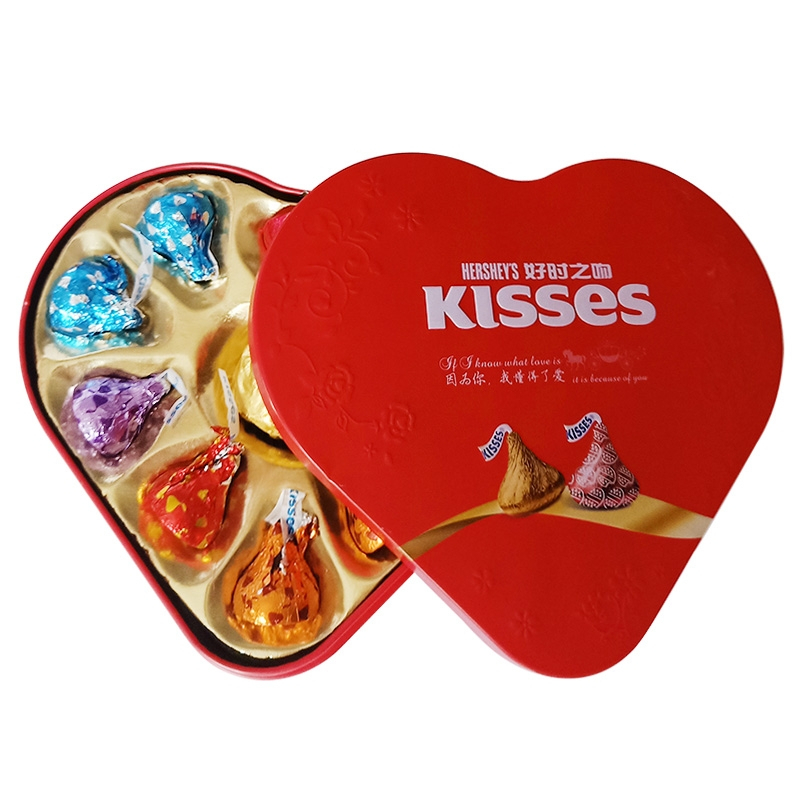 Hershey’s好时巧克力10粒+1粒心形铁盒结婚喜糖成品礼盒装(默认红色心形盒发货)