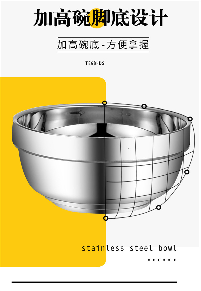 不锈钢双层碗18cm高清大图