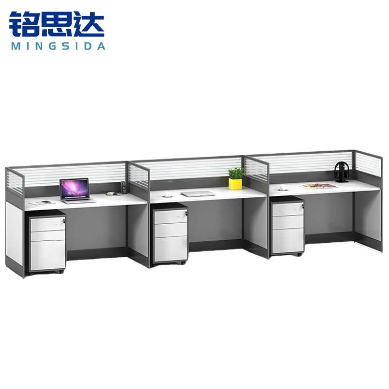 铭思达屏风职员桌直型三人位套高清大图