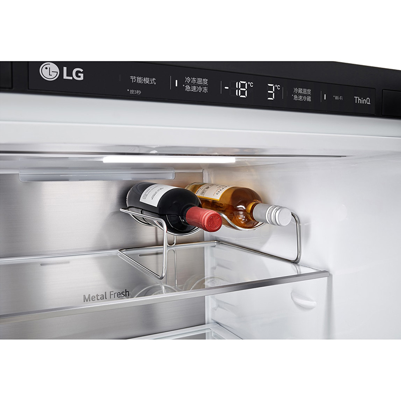 LG M342BE17 344L玉石白玻璃门 可替换门板 嵌入式 Smart智能变频 风冷无霜 独立保鲜 双门冰箱高清大图