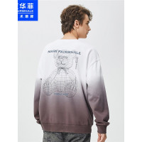 马克华菲潮牌卫衣男2022秋季新款清新渐变吊染圆领卡通印花ins潮上衣