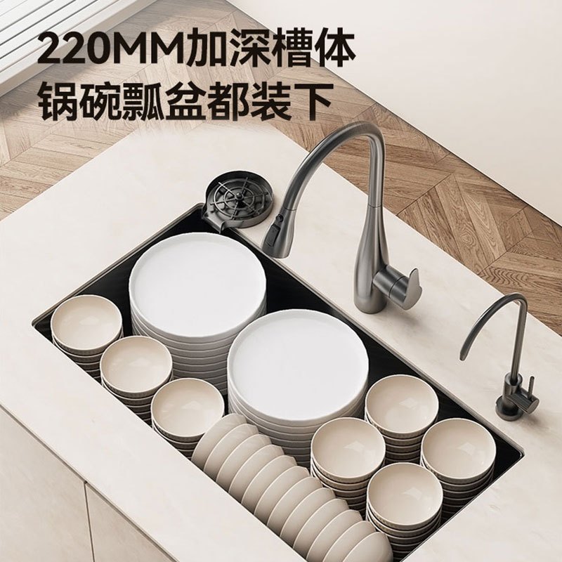 SEREN HOME 水槽大单槽洗菜盆单槽不锈钢抗污纳米手工厨房洗碗槽洗菜池台下