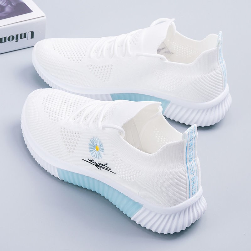 述雅运动鞋女2021夏季新款百搭小雏菊女鞋薄款休闲网鞋网面透气小白鞋