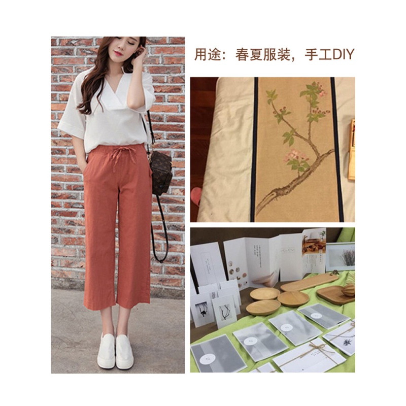 家柏饰(CORATED)棉麻布料服装面料 亚麻薄款夏季刺绣绣花衣服布料diy手工色麻布 08号白色高清大图