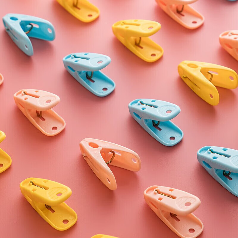 茶花衣架夹子晾衣夹子 夹衣服晒衣夹床单防风夹大夹子袜夹被夹 24只28541K