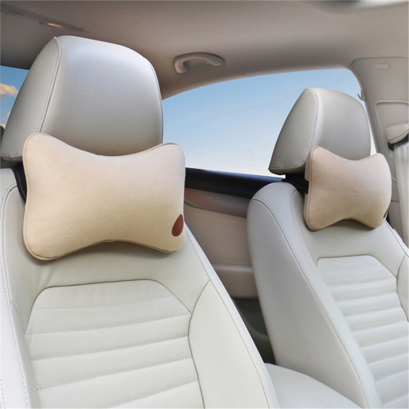 闪电客汽车头枕护颈枕一对装冬季短毛绒颈椎枕车载车用座椅枕头冬季