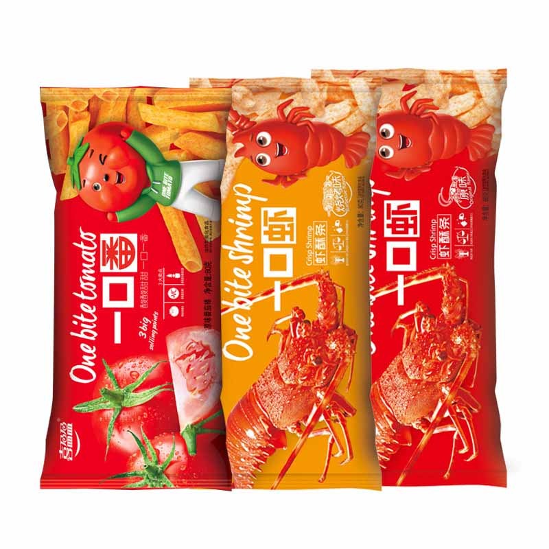喜盈盈一口虾虾酥条休闲零食80g9包